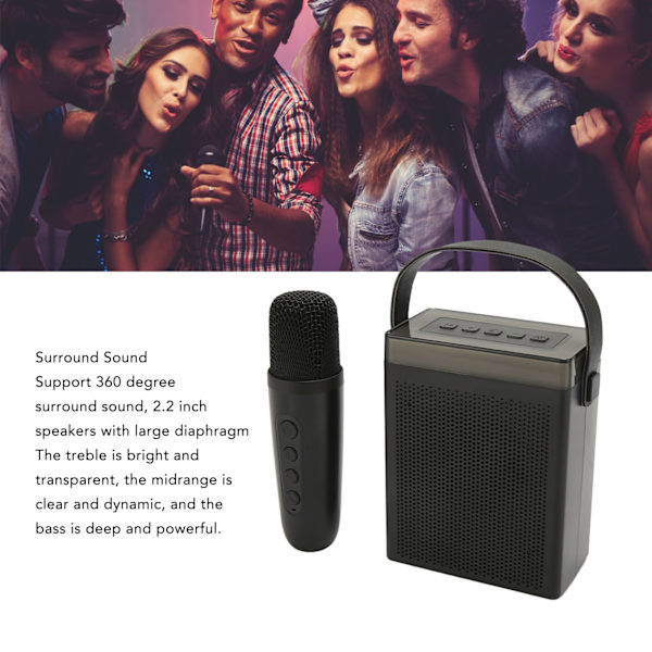 Karaoke-maskin Multifunksjon RGB-belysning Bærbar Bluetooth-høyttaler med 2 trådløse mikrofoner for voksne og barn
