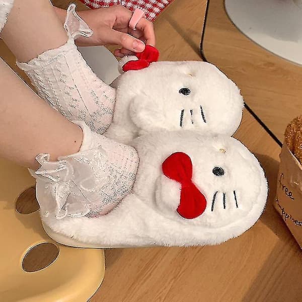 Hello Kitty Sanrio Plys Sutsko Kawaii Søde Studenter Efterår Vinter Soveværelse Bløde Polstrede Plys Sko Legetøj Piger Julegaver