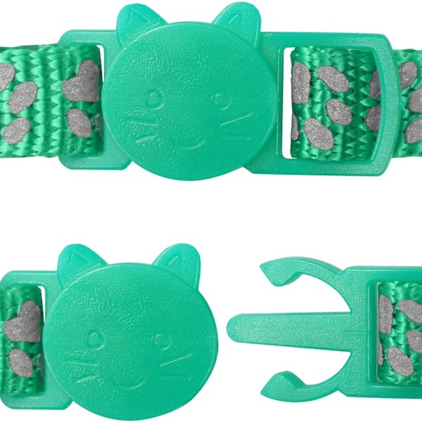 Katthalsband för flickor & pojkar, turkos med stjärnor & måne, reflexband