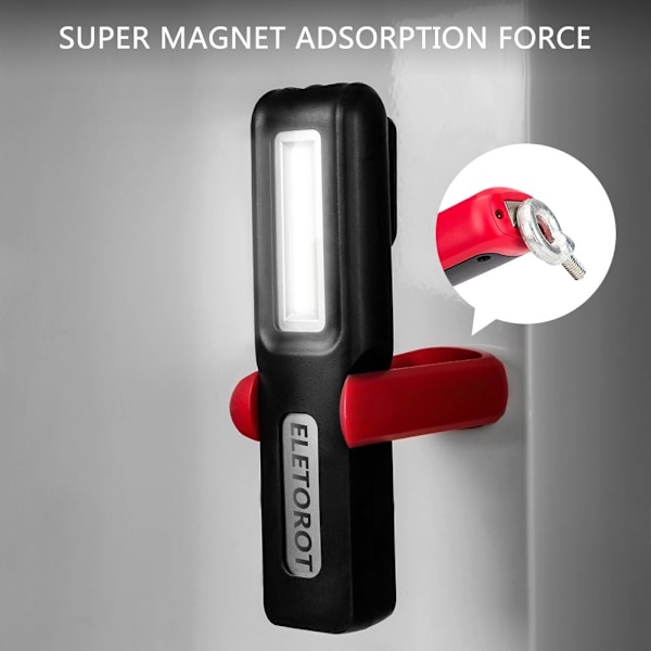 COB-ficklampa med magnetisk bas, uppladdningsbar LED-lampa för nödsituationer, hopfällbar design