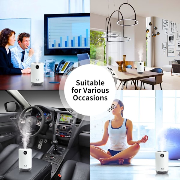 Ultratyst Mini Luftfuktare För Hem, Kontor Eller Bil, Genomträngande Sval Dimma, LED-Luftfuktare, Lindrar Nervositet, Lugnar Torr Hud, Automatisk Avstängning