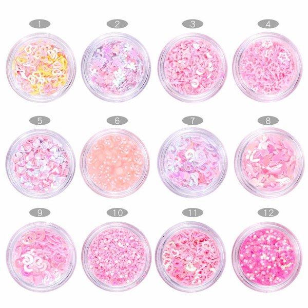 Bonnie-Sam 12 lådor nagelkonst glitter för glänsande färgglad