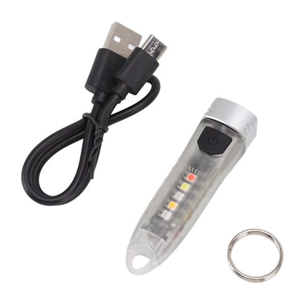 Mini-nyckelringsficklampa Bärbar Mini USB Laddningsbar Utomhus