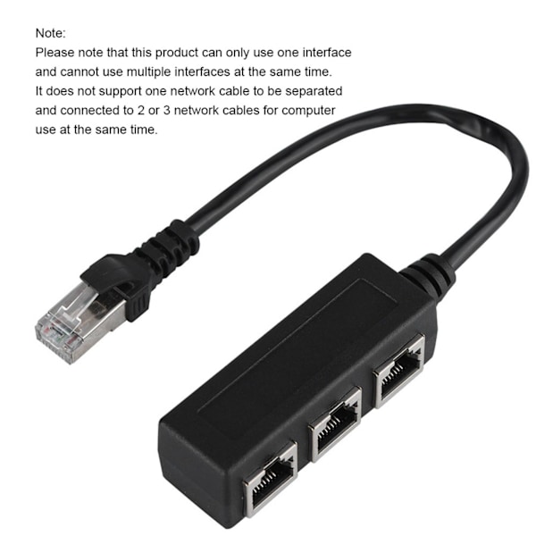 Ethernet-forlengelseskabel 1 hann til 3 hunn port overføringskobler splitter