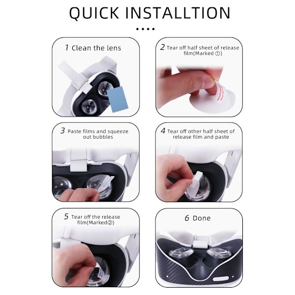 Korkearesoluutioinen linssisuojakalvo Läpinäkyvä kalvo TPU Pehmeä kalvo Hikinpitävät linssisuojat Sopii Oculus Quest 2:lle