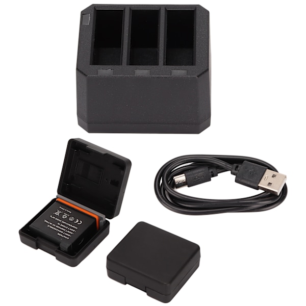 Reservebatteri 2 og LED 3-kanals USB-lader DC 5V 2‑4A Kamerautstyr for DJI Osmo Action Kamera