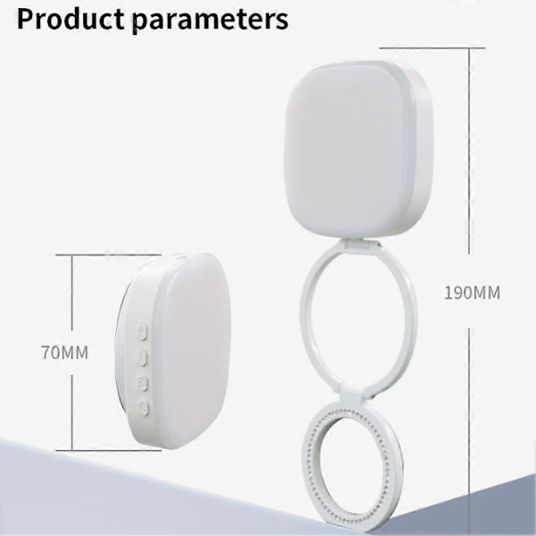 Magnetisk Selfielys Type-C Oppladbart Bærbart Telefonlys Sammenleggbart Ringlys med Speil Kompatibelt med iPhone og Android