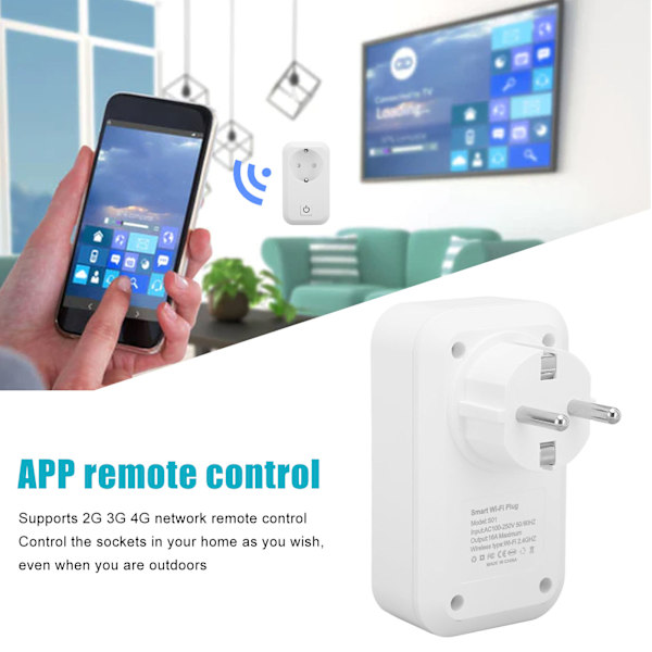 2 kpl älykästä WiFi-pistoketta Ladattava paloturvallinen langaton etäohjaus Ääniohjaus WiFi-älypistokkeen pistoke EU-pistoke 100-250 V