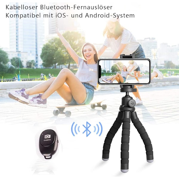 Allt-i-ett Stativlösning För Dina Mobila Fotograferingsbehov, Portabelt Och Flexibelt Stativ Med Inbyggd Bluetooth-fjärrkontroll, Säkerställer Enkelhet
