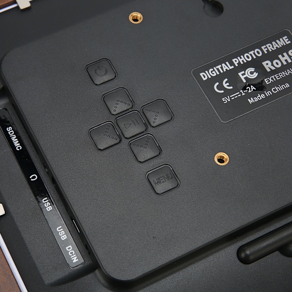 Digital fotoram i trä 10,1 tum HD IPS-skärm Videomusik Elektronisk fotoram med kalenderklocka 100-240V