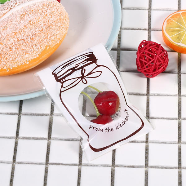 100 stk./pakke søde plastik slik, kiks, cookies gaveindpakningspose festartikler (hvid) 7cm*10cm+3cm