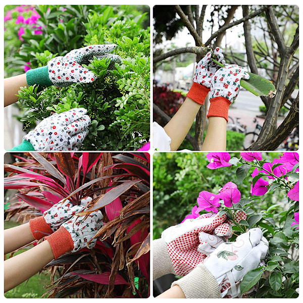 4 par trädgårdshandskar med PVC-prickar för trädgårdsstädning, ogräsrensning style7