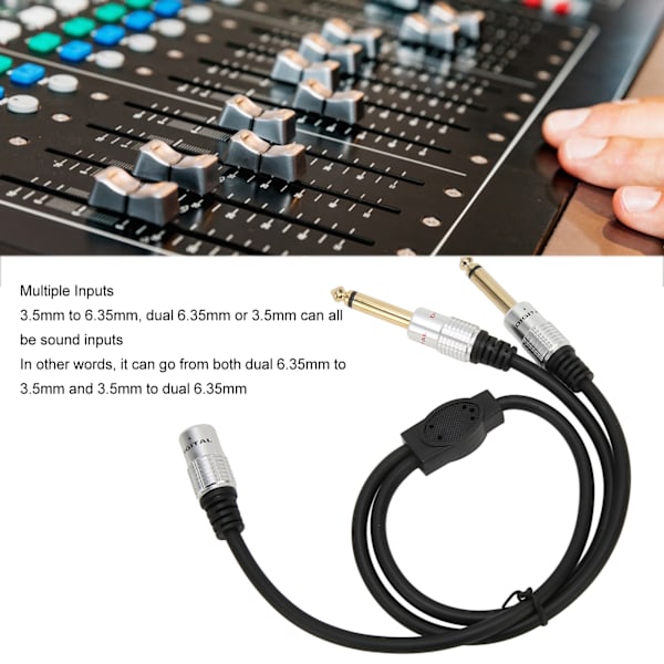 1/8 tommer til 1/4 Stereo Splitter Y-kabel Guldbelagt 3,5 mm Dual Channel Hun til Dual 6,35 mm Mono Han Kabel 19,7 tommer