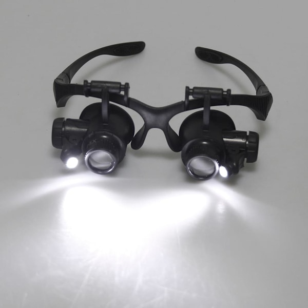 Professionell förstoringsglas med justerbart LED-ljus, 8 utbytbara linser för elektronik och smycken, bekväm design, observation med ett öga,