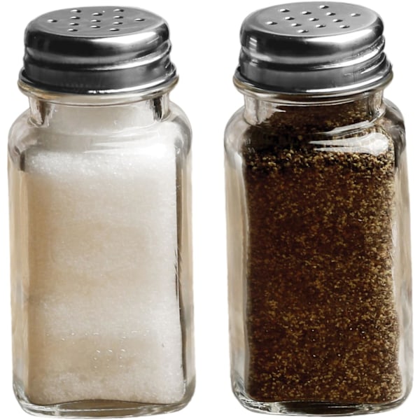 Påfyllning Behövs Synliga Salt- och Pepparkar, Klar Design Förbättrar Din Matupplevelse, 2-pack med Robusta Glasbehållare med Metalllock