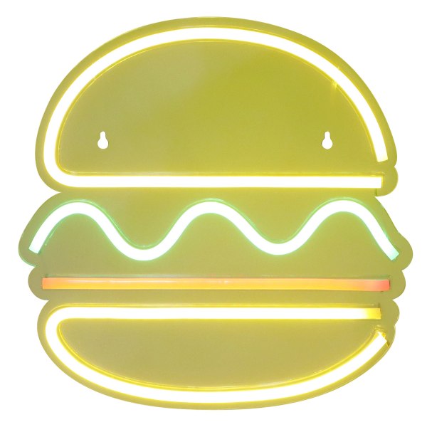 LED Neon Lys USB Hamburger-formet Skilt Belysning Hjem Soveværelse Ba