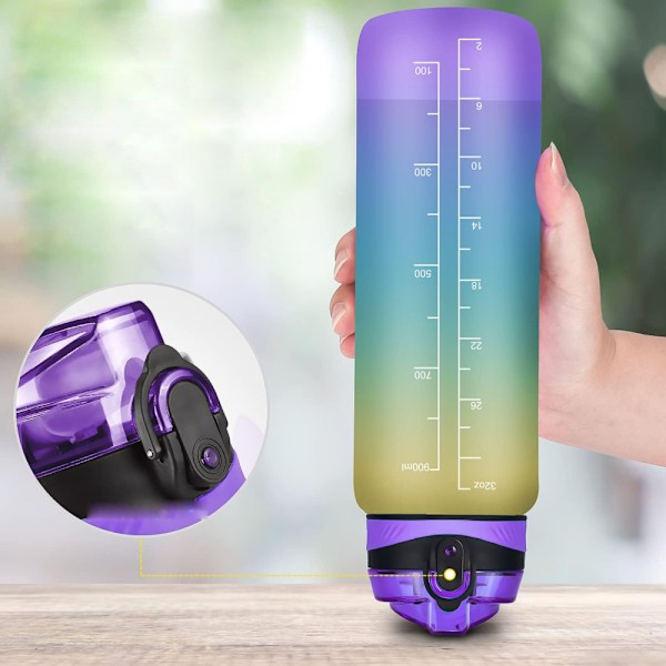 Din dagliga inspiration: 1L Läcksäker BPA-fri vattenflaska med motiverande citat och tidsmarkeringar för träningsentusiaster