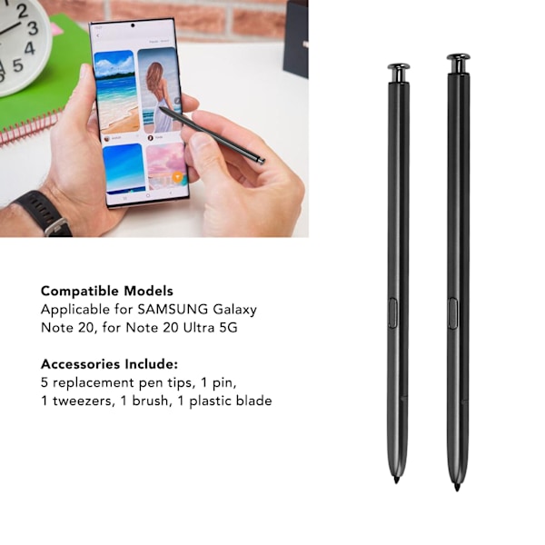 Stylus Penna Lätt Vikt Hög Känslighet 5G Stylus Pekskärm Penna Ersättning för SAMSUNG Galaxy Note 20 Note 20 Ultra Svart