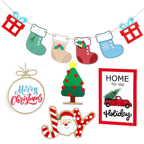 Christmas layered tray decoration, home desktop decoration set