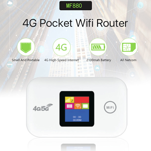 4G WiFi-reititin 150 Mbps SIM-korttipaikka Tukee 10 käyttäjää LED-väriruutu 2100 mAh Mobiili WiFi-hotspot Aasiaan 100-240 V