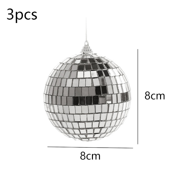 Silver Disco Reflekterande Spegel Julgranskulor Lätt att Hänga för Chr