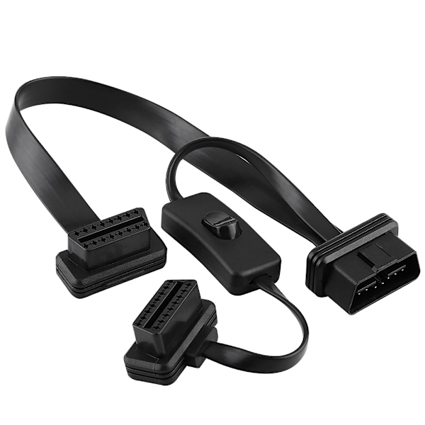 16-bens han til dobbelt hun OBD2 splitter fladt forlængerkabel adapter med switch