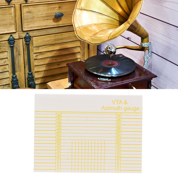Azimuth-linjal, gjennomsiktig akryl med trykk, for platespiller, tonearm, VTA, pickup