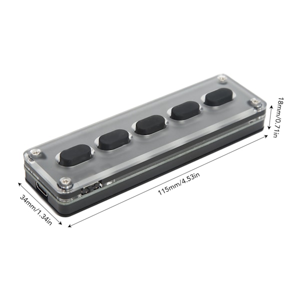 Mini 5-tasters tastatur Bluetooth trådløs USB kablet dobbel modus demp mute snarvei multifunksjon for PC datamaskin skrivebord