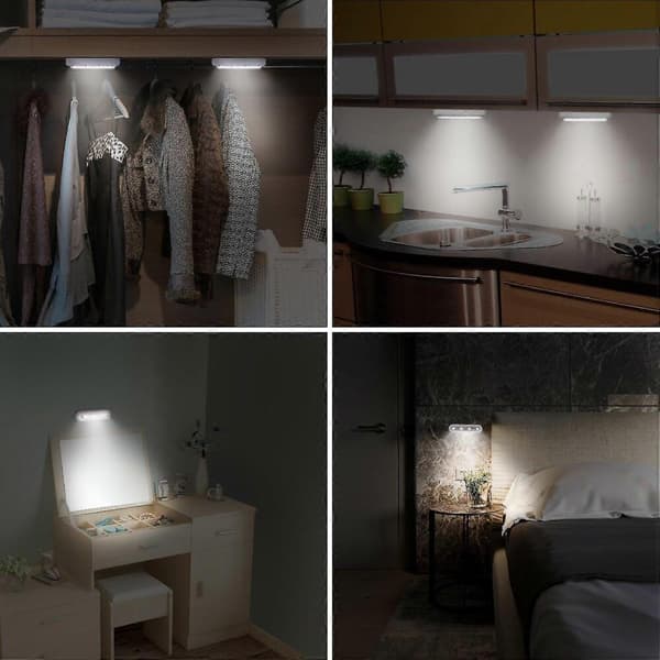 GETIT Touch Skabslamper, 2 stk. 4 LED Touch Tap Lamper, Klæb-på Hvor Som Helst Tryklys Trådløse Touch Sensor LED-lamper