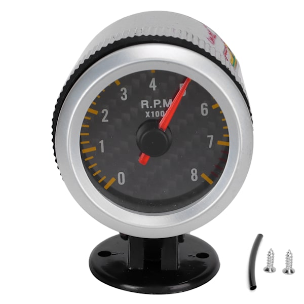 Omdrejningstæller 52mm/2.05in 0‑8000 RPM Carbon Fiber Panel Pointer 12V Universal til 4 6 8 Cylinder Motorer SUV