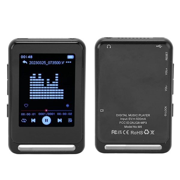 2,4-tums musikspelare Full Touch Scree Bärbar MP3-spelare Bluetooth 5.0 Högdefinitions MP3-spelare för sport Elektronisk bok