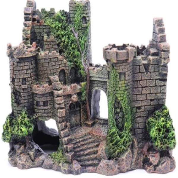 Slot Akvarium Dekorationer Akvarium Ornamenter med Mos til Betta Skjul