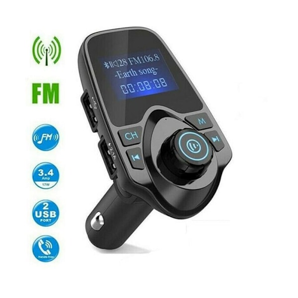 Högteknologisk biltillbehör, Bluetooth FM-sändare, brusreducering för tydliga samtal, justerbara FM-frekvenser, Hi-Fi stereoljudkvalitet, LCD