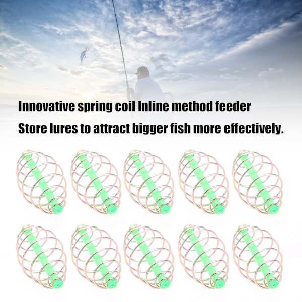 10 stk fjærspiral inline metode mater rør inline metall agn kaster mater fiskeutstyrL