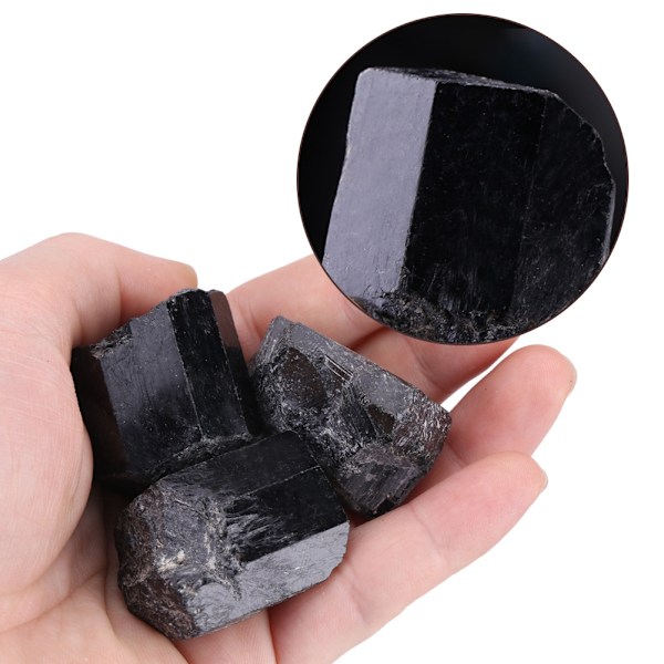 1 pcs Natural Black Quartz Crystal Tourmaline Rough Rock Mineral Healing Stone