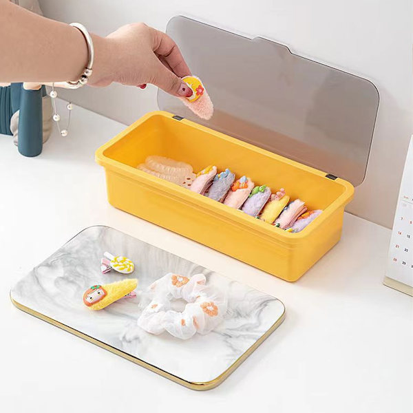 Make Up Organizer Box Dresser Container Case med låg til kosmetisk opbevaringsholder, 27*11.5*6.5cm