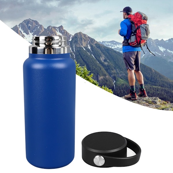 Sport Isolerad Flaska 304 Rostfritt Stål Läcksäker Isolerad Bergsklättringsdricksflaska för Utomhusbruk Blå 946ml
