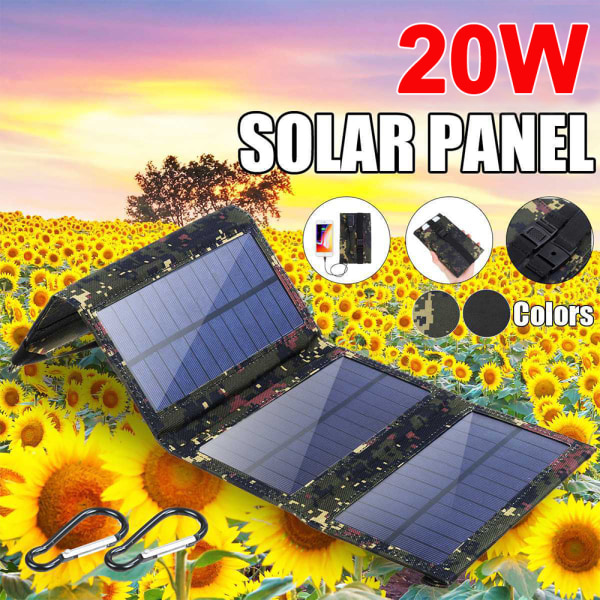 Solcellepaneler 20W Premium Monokrystallinsk Foldbar Sollader