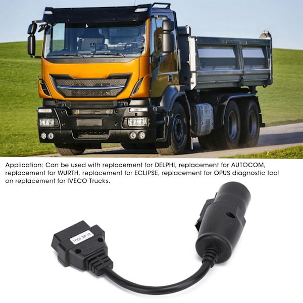 OBD2 30Pin‑16Pin -diagnostiikkakaapeliadapteri 250mm/9,8 tuuman pituus IVECO-kuorma-autojen korvaamiseen