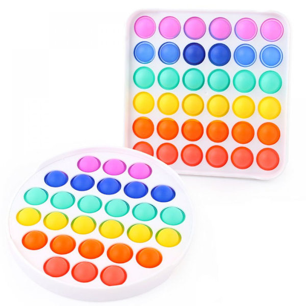 Fidget S Pack Anti-Stress Ångestlindring Tie Dye Push Bubble Fidgets S Regnbåge Enkla S För Barn Vuxna 2-pack (Cirkulär + Fyrkantig)