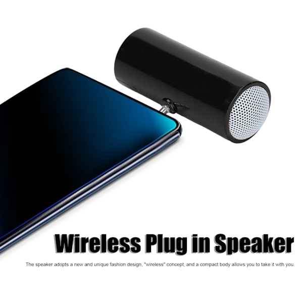3,5 mm Jack Stereo Minihøyttaler Bærbar Trådløs Plug-in-høyttaler for Mobiltelefoner og Nettbrett Svart