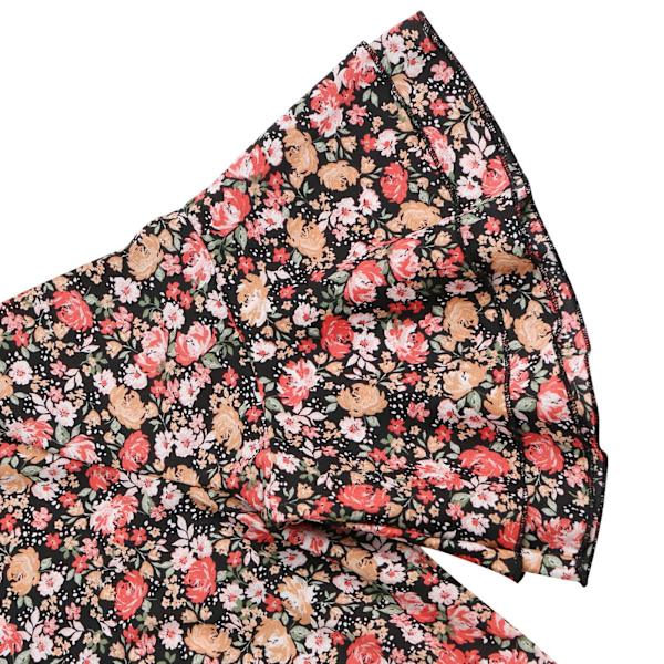 Damklänning Rund Hals Hög Midja Volang Kort Ärm Polyester A-linjekjol för Sommar Rosa XL