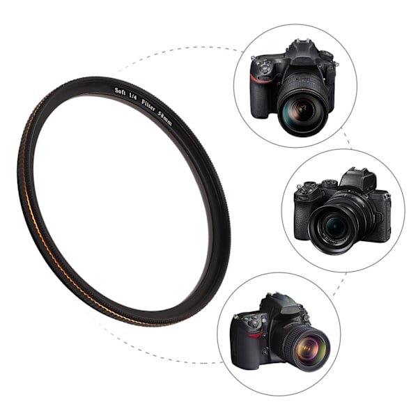 Pehmeä diffuusio 1/4 suodatin sumu unelmamainen elokuvamainen tehosuodatin matta huurrettu optinen lasisuodatin DSLR-kameralle mikroobjektiivi 58mm