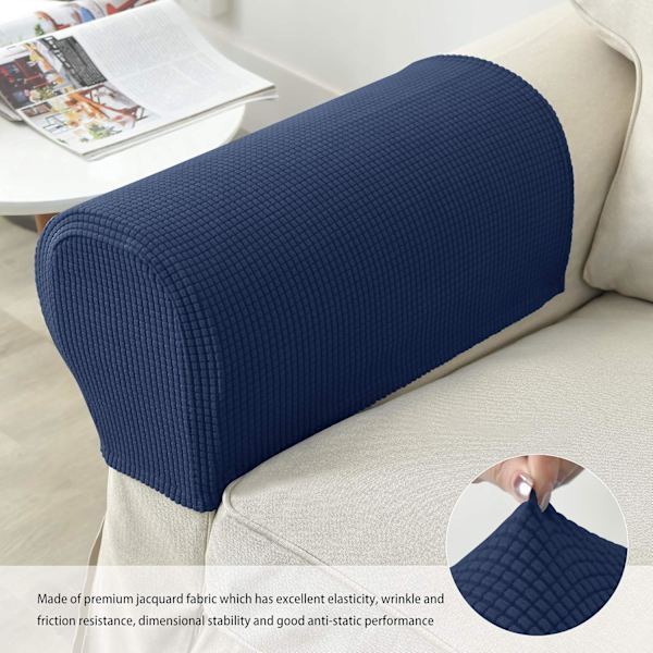 Set om 2 Jacquard Stretch Soffa Fåtölj Armstödsskydd Anti-Slip Möbelskydd Armstödsskydd för Soffa Recliner