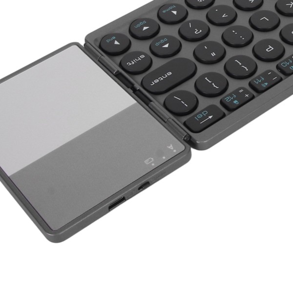 Rund Bluetooth Vikbart Tangentbord med Pekplatta Universell 140mAh Trådlös 64-Tangenters Vikbart Tangentbord Svart