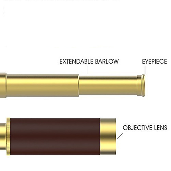 25x30 Pirat Messing Teleskop, Zoomable Spyglass, Sammenleggbar H