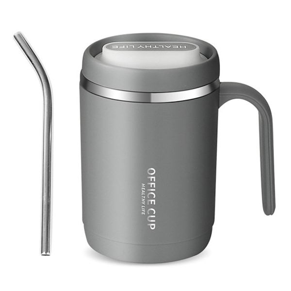 Återanvändbar Tumbler Kopp, Vakuumisolerad Kaffemugg Rostfritt Stål Resemugg med Tryck-I Lock, Ergonomiskt Handtag Dubbelväggig Vakuumisolering för