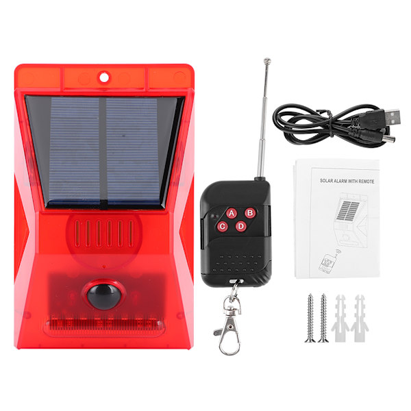 5V LED solardriven ljud- och larmvarningslampa 129db utomhusträdgård