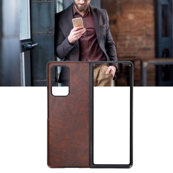 Mobilt läderfodral för Samsung Galaxy Z Fold 2 skyddande fodral AntiFall-fodral (brunt)