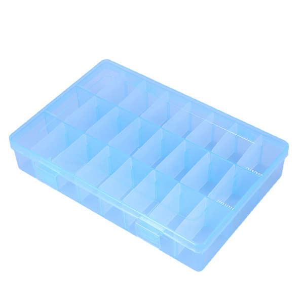 24 fack plast smyckeskrin justerbar låda avtagbar arrangör pärlor örhängen förvaringslåda (blå)